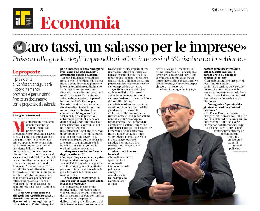 Mauro Paissan: Non guardiamo solo al volume delle risorse disponibili. Pandemia, aumento dei costi e delle spese, inflazione hanno stravolto bilanci e consumi di aziende e famiglie.