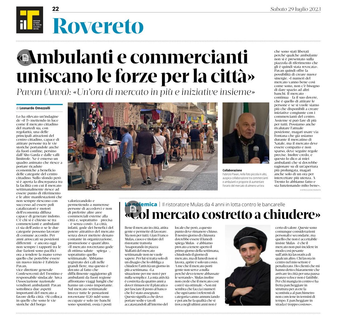 Solo unendo le forze e iniziative la città di Rovereto diventa ancora più attrattiva. Intervista Vice direttore e responsabile ANVA - Fabrizio Pavan.