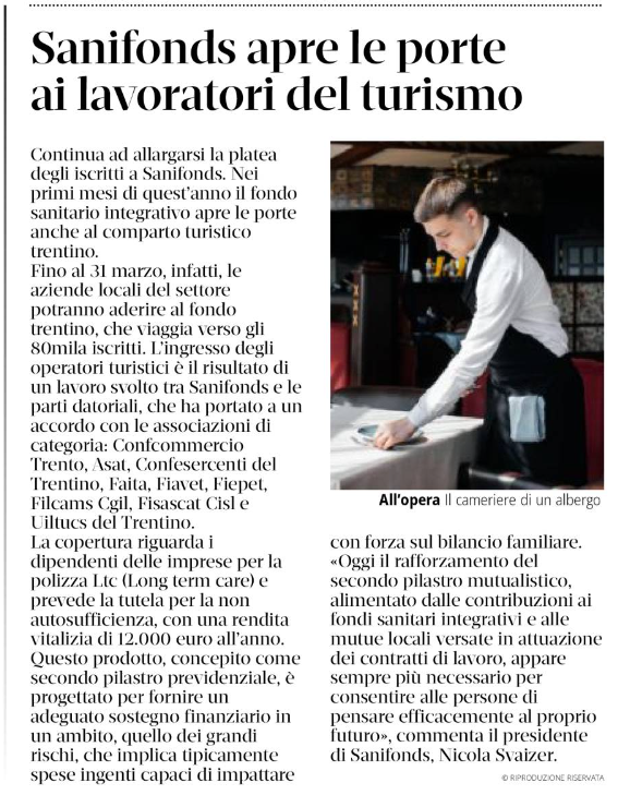 Sanifonds apre le porte ai lavoratori del turismo.

il T Quotidiano, 26 gennaio 2024.