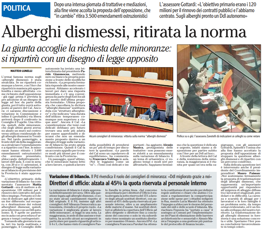 La norma che ritirava la trasformazione degli alberghi dismessi è stata ritirata! "La mancanza di alloggi per i lavoratori è un problema serio che ostacola lo sviluppo del nostro territorio," dice