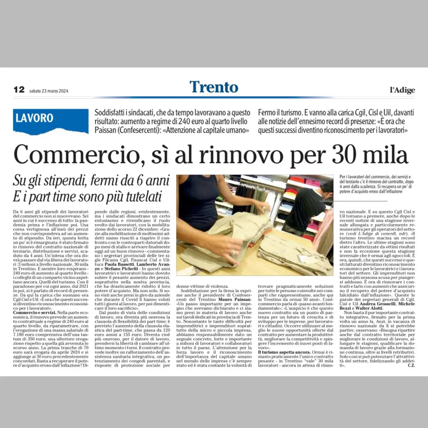 Rinnovo Contrattuale nel Commercio e nei Servizi: Aumenti Salariali e Supporto Sociale nel Trentino