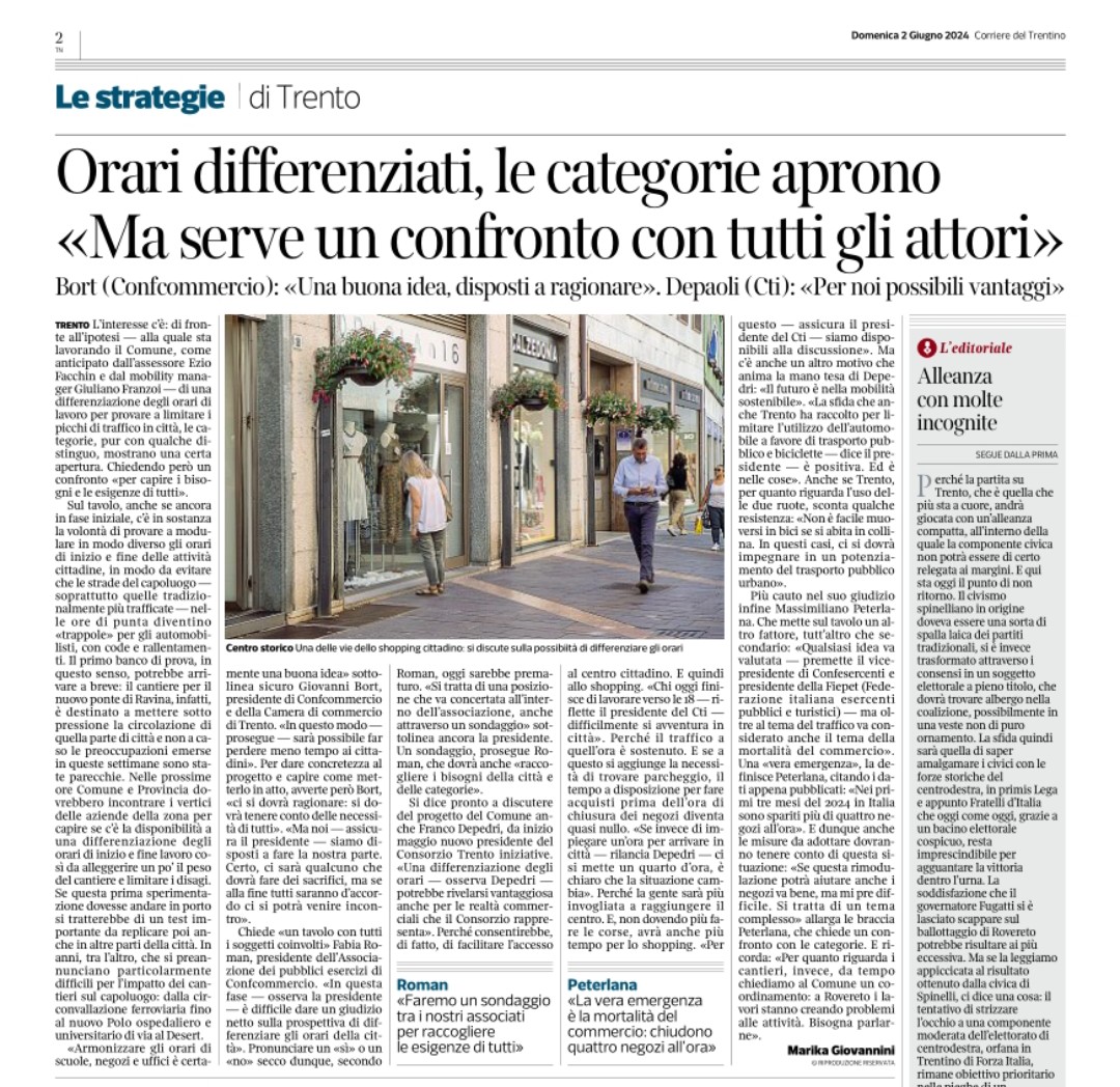 La vera emergenza è la mortalità del commercio . Massimiliano Peterlana Corriere del Trentino 2 giugno