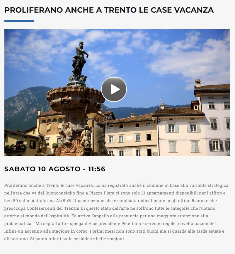 Proliferano anche a Trento le case vacanza