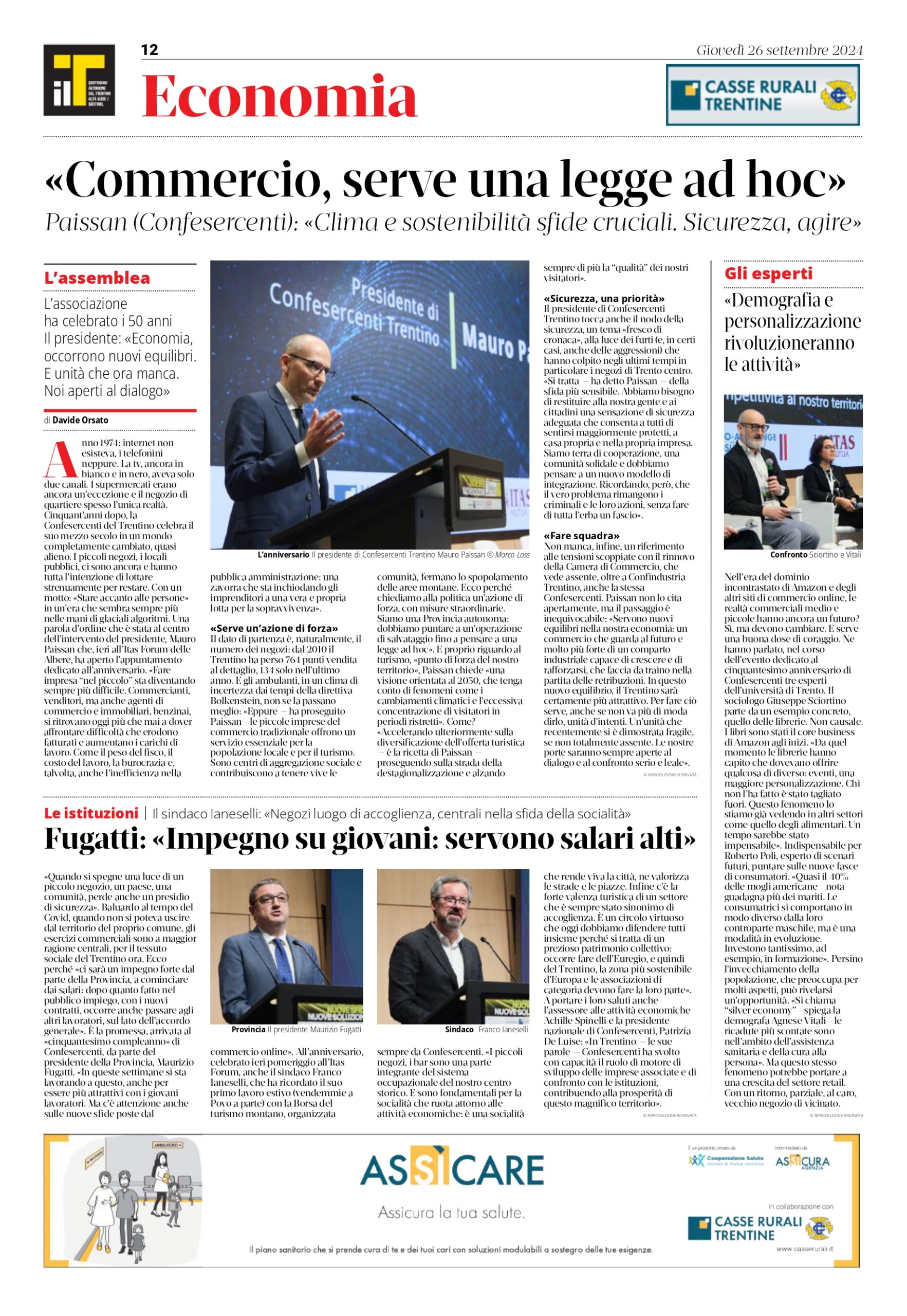 Cinquantesimo anniversario di Confesercenti del Trentino. Articolo sul T